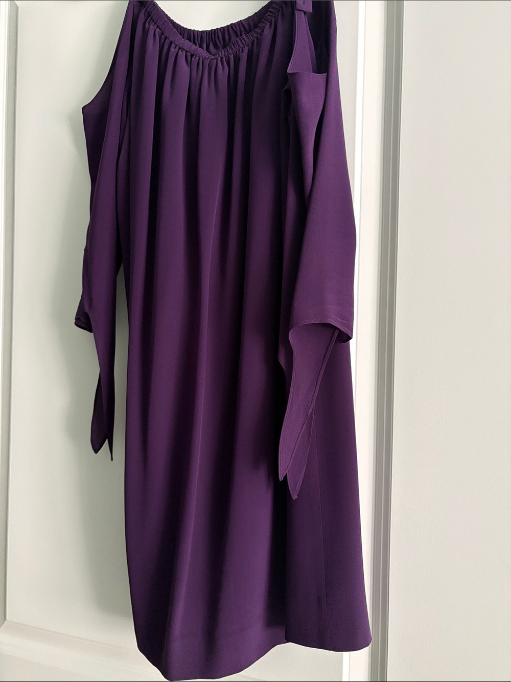 Madewell Purple Cold-Shoulder Long Sleeve Dress